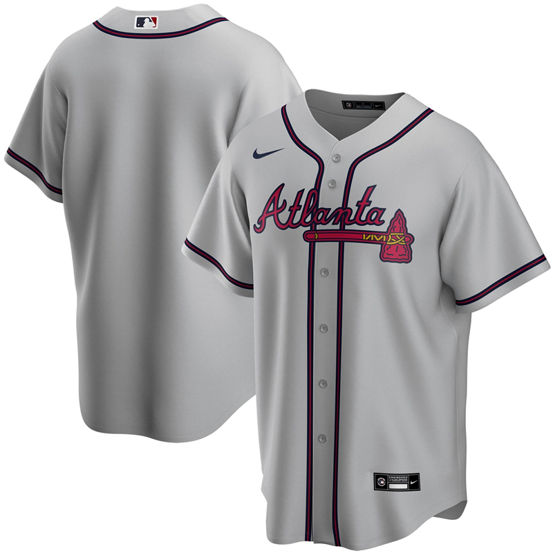 2020 MLB Men Atlanta Braves Nike Gray Road 2020 Replica Team Jersey 1->customized mlb jersey->Custom Jersey
